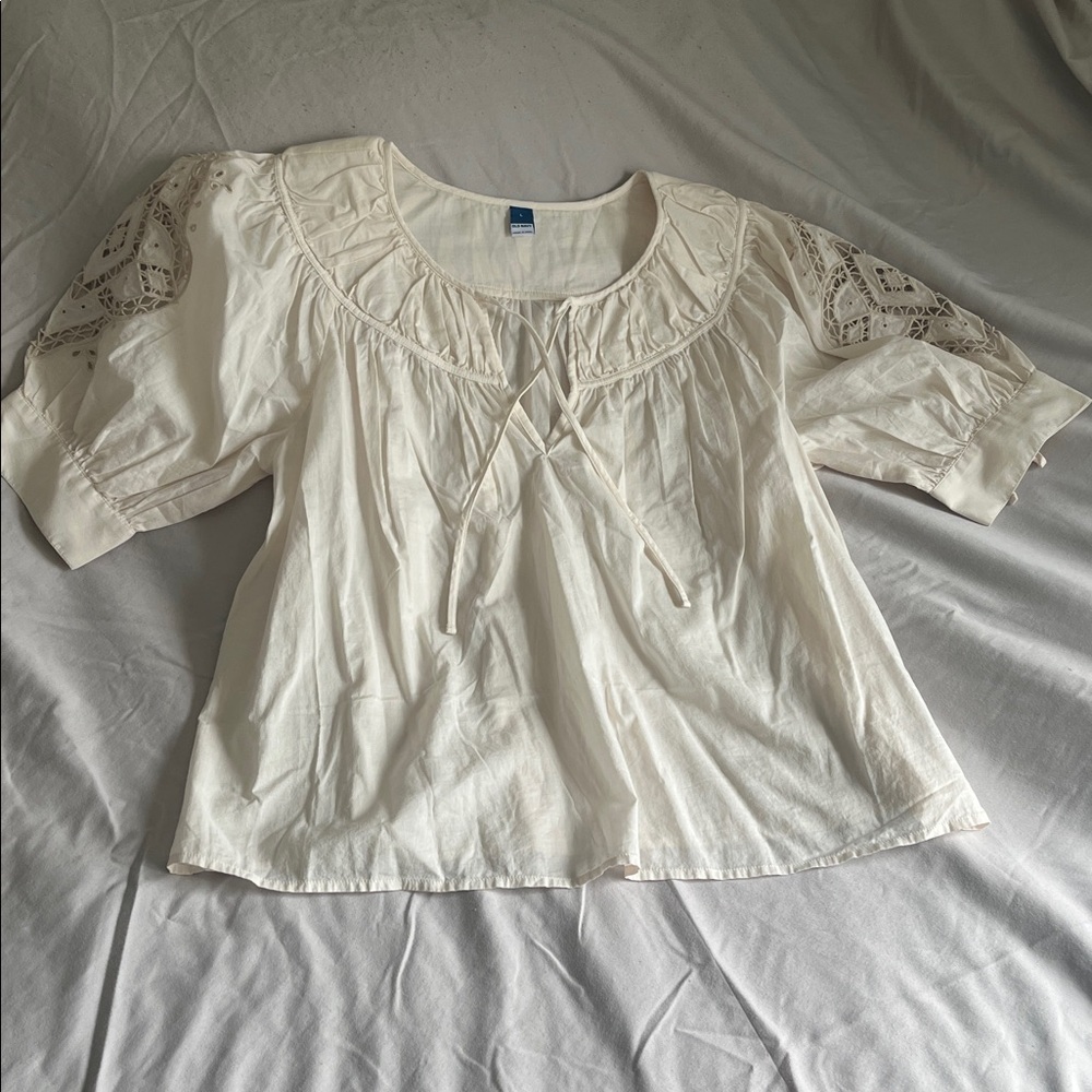 Old Navy White Blouse with Lace Sleeves